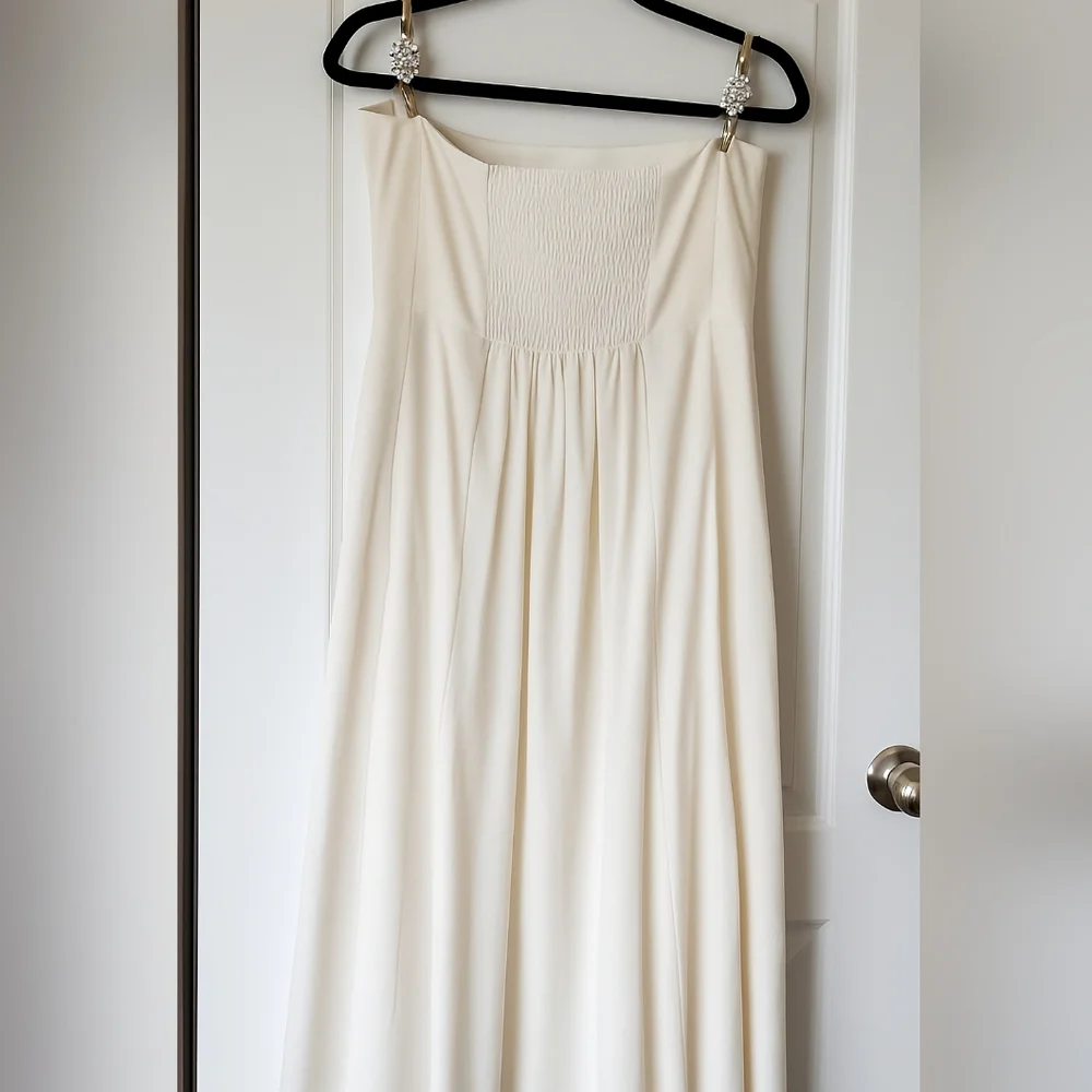 Amazon The Drop | White Strapless Maxi Dress | Size L | NWT - Picture 9 of 16